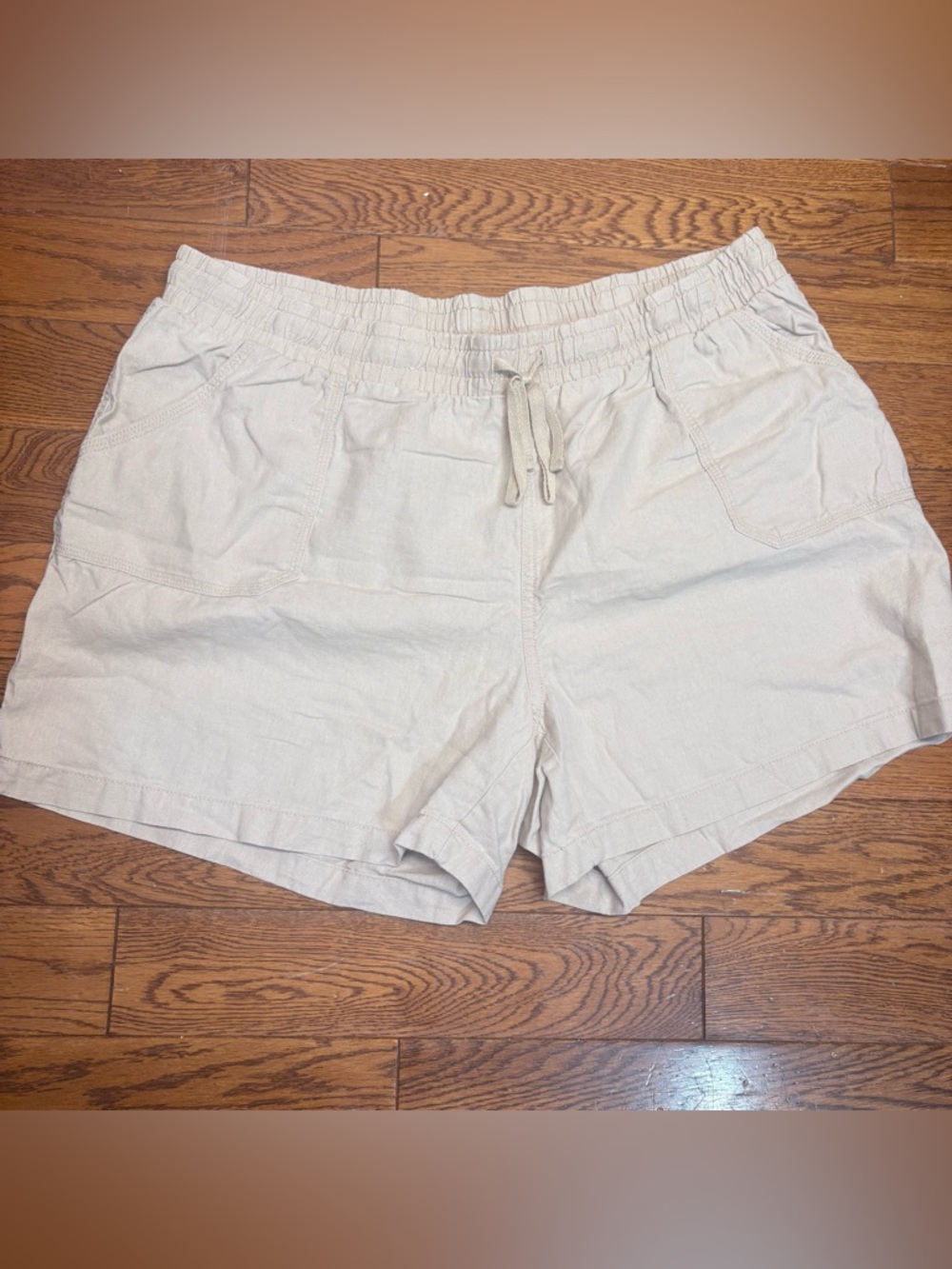 18/20 Cato light khaki linen blend Drawstring Athletic Shorts